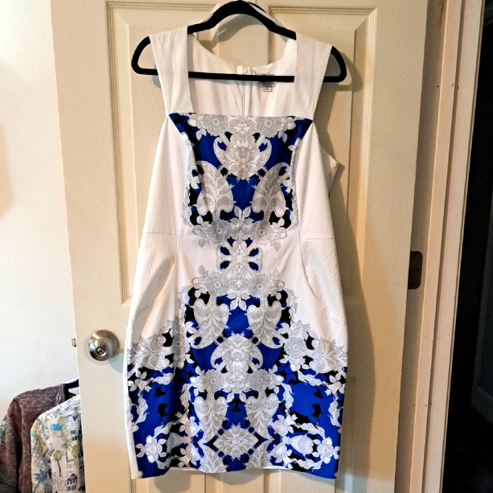 Worthington Blue and White Sheath Mini Dress